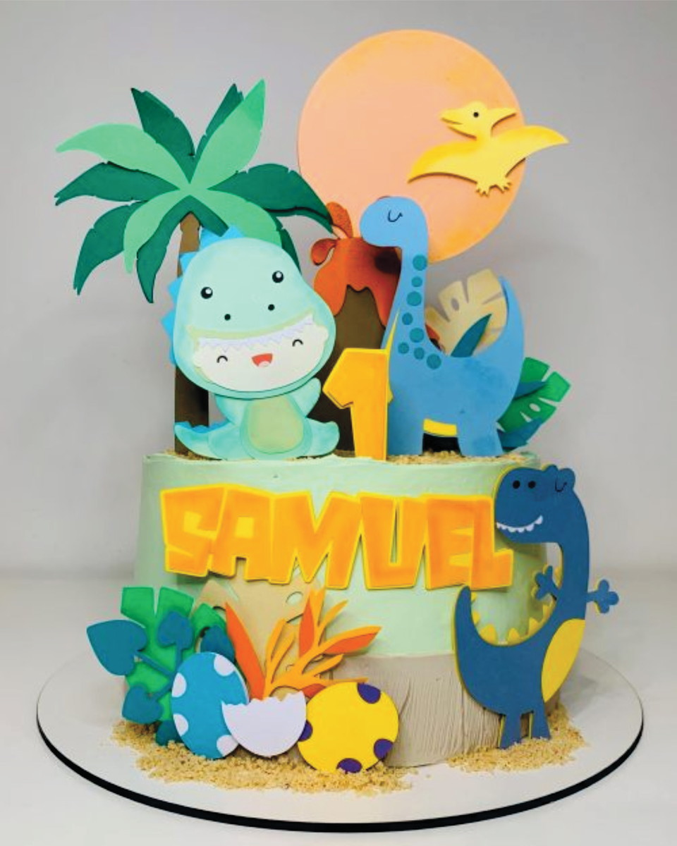 Topo de Bolo Dino Baby Arquivo de Corte 3d