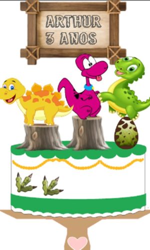 Topo de Bolo Dinossauro - Arquivo de Corte
