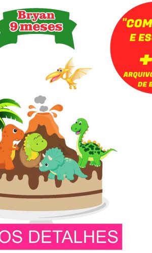Topo de Bolo Dinossauros (Máquina Silhouette)