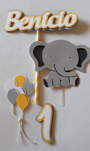 Arquivo digital p/ SILHOUETTE -Topo de Bolo Elefante Camadas