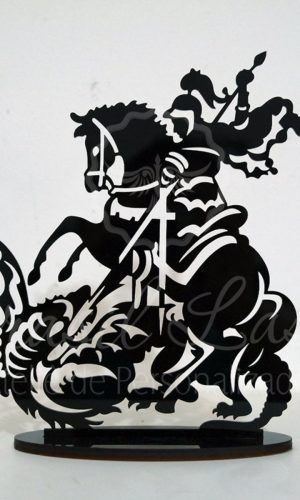 Topo de Bolo em Acrílico Preto São Jorge