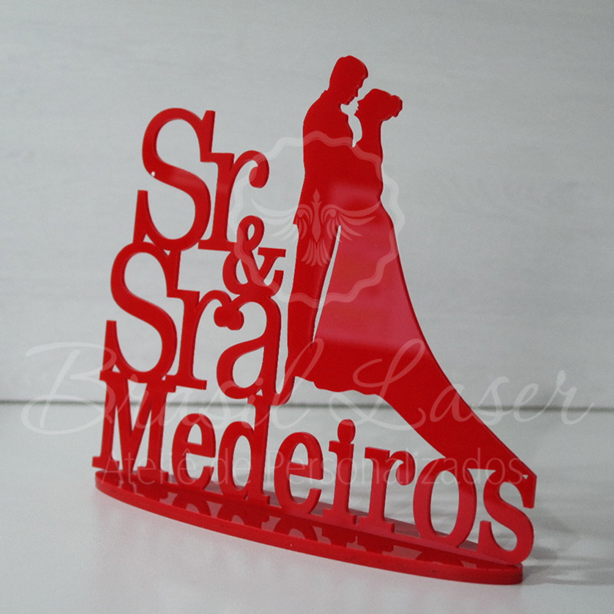 Topo de Bolo em Acrílico Vermelho Sr e Sra - Imagem 2