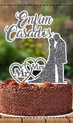 Topo de Bolo Enfim Casados - Ref. 5291 Arquivo Digital