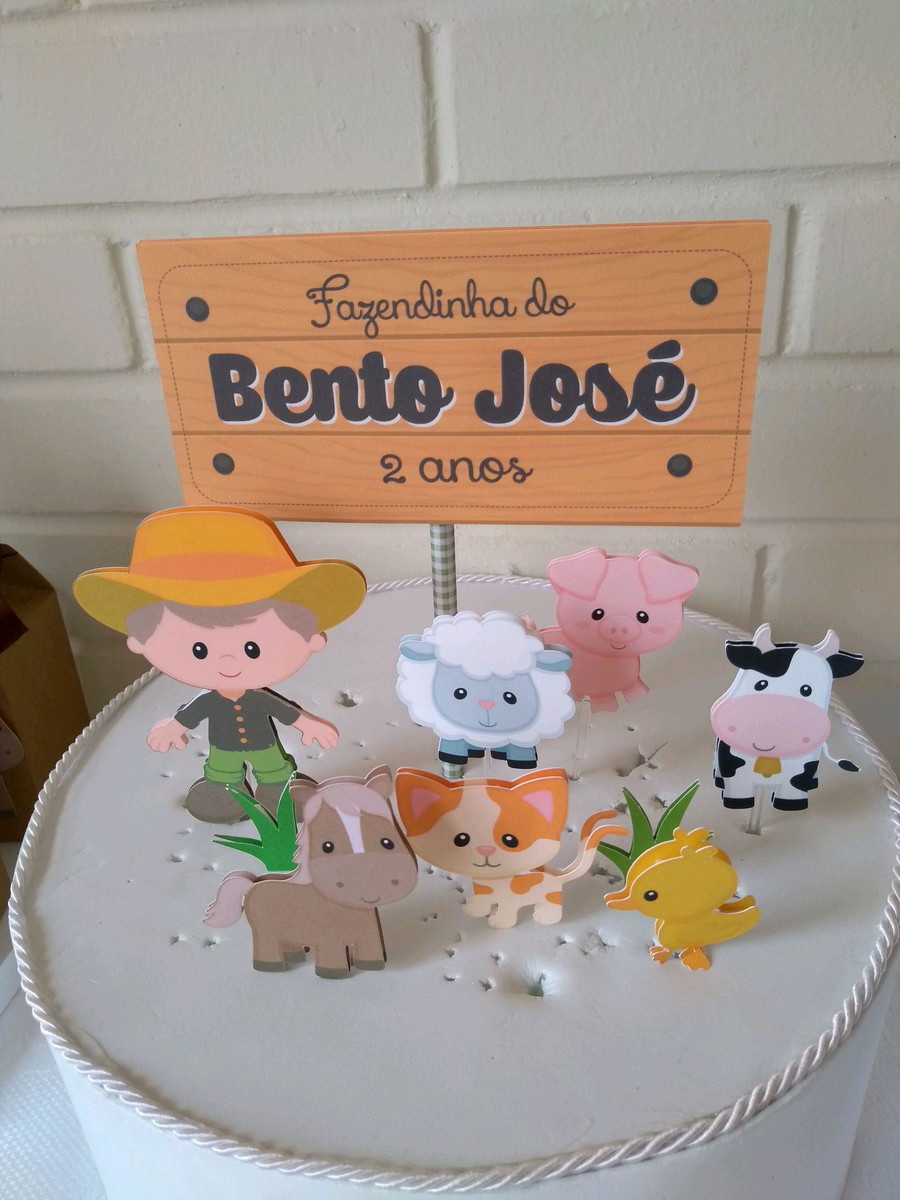 Topo de Bolo Fazendinha Menino - Imagem 2