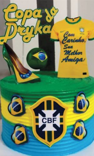 Topo de Bolo Feminino Brasil Copa do Mundo Futebol Arquivo D