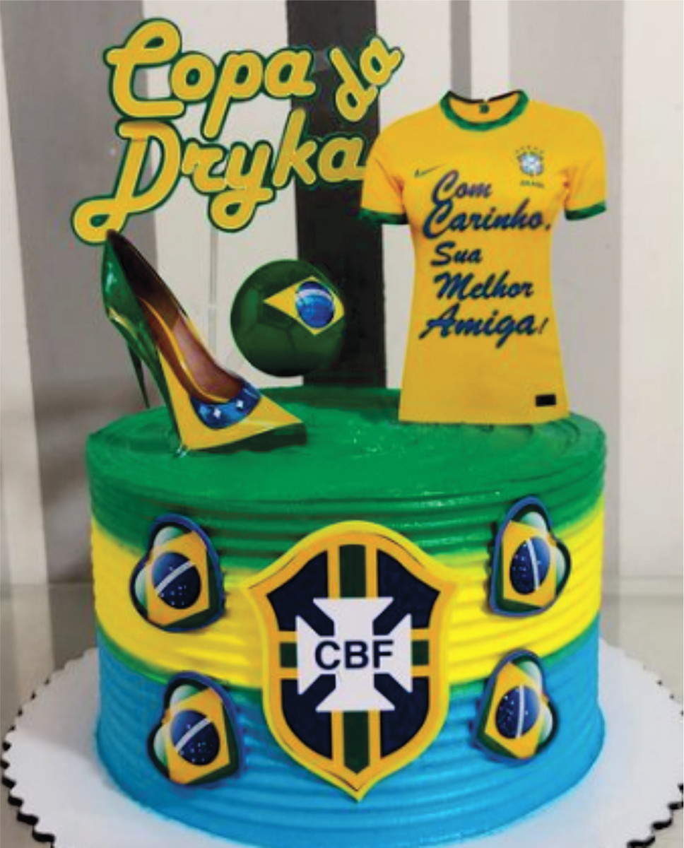 Topo de Bolo Feminino Brasil Copa do Mundo Futebol Arquivo D