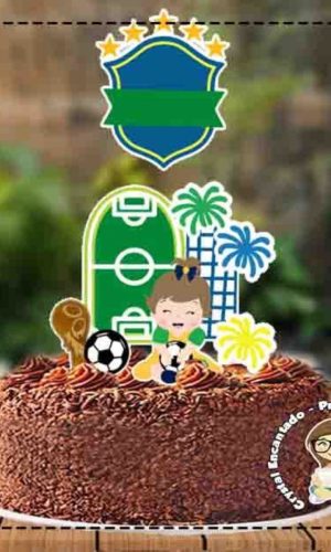 Topo de Bolo Futebol Copa Baby - Ref 1574 Arquivo Digital