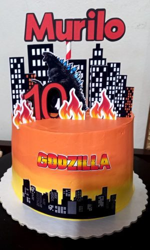 Topo de Bolo Godzilla