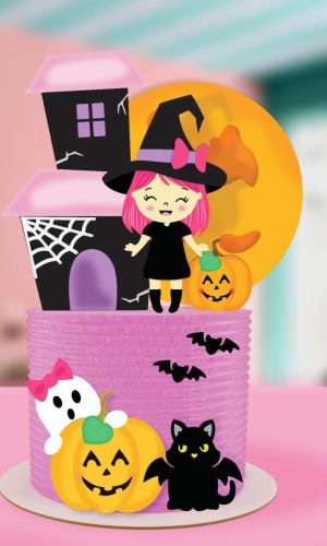 Topo de Bolo Halloween Menina Arquivo de Corte