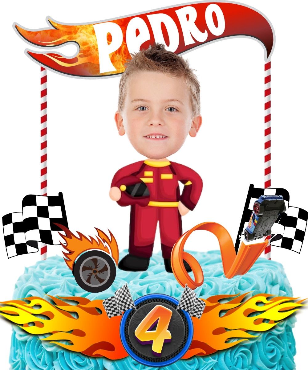 Topo de Bolo Hot Wheels com Sua Foto, Nome e Idade - Imagem 5