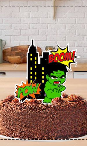 Topo de Bolo Hulk Cute Infantil 5193 - Arquivo Digital