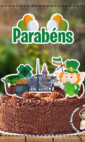 Topo de Bolo Viagem Irlanda - Ref 4096 Arquivo Digital
