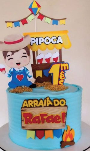 Topo de Bolo Junino Menino Pipoca Arquivo de Corte