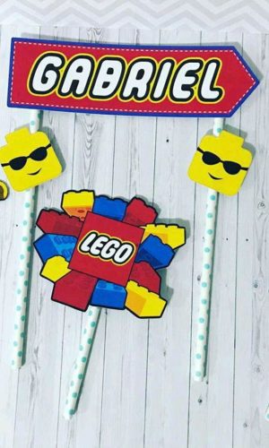 Topo de Bolo Lego 2 + 4 Arquivos a Sua Escolha