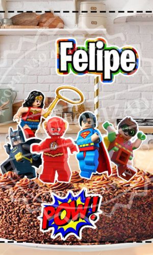 TOPO DE BOLO LEGO LIGA DA JUSTIÇA - ARQUIVO DIGITAL