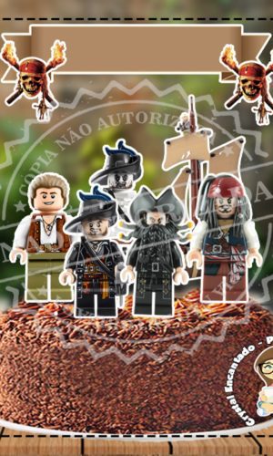 Topo de Bolo Lego Piratas - Ref 4266 Arquivo Digital