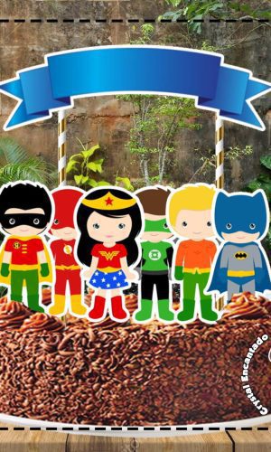 Topo de Bolo Liga da Justiça Cute - Ref 4275 Arquivo Digital