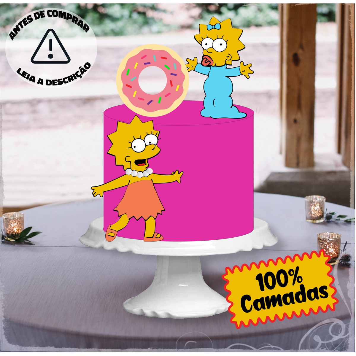 Topo de Bolo Lisa Simpson - Arquivo em Camadas