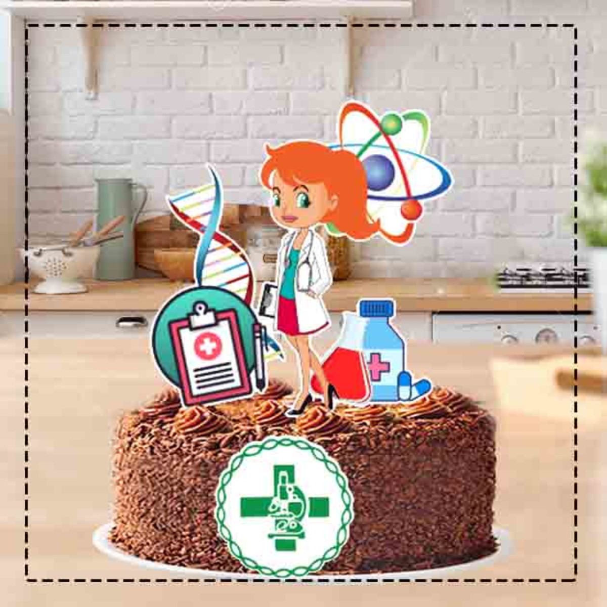 TOPO DE BOLO MEDICINA MULHER RUIVA- ARQUIVO DIGITAL