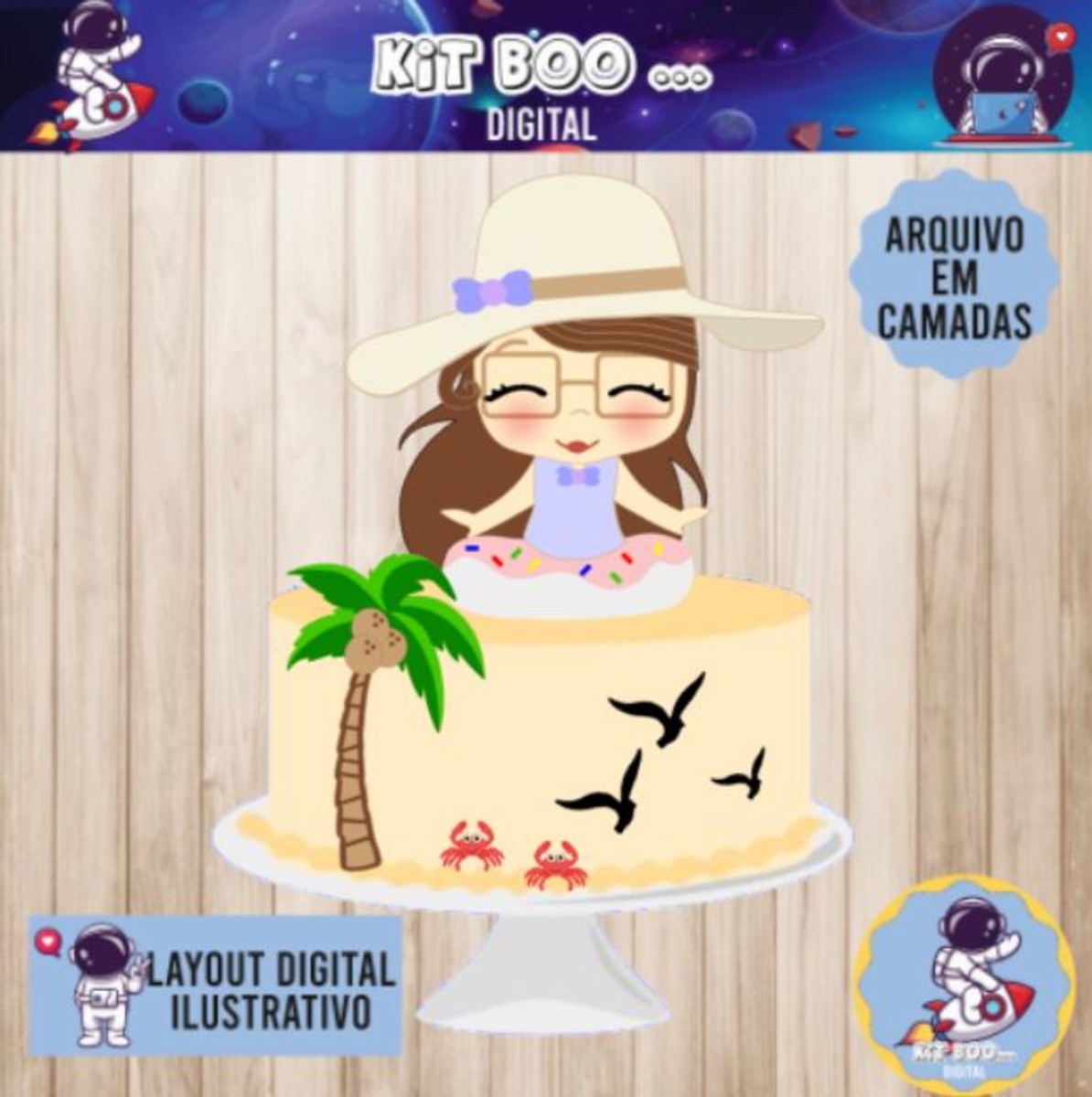 Arquivo Topo de Bolo - Menina na Praia