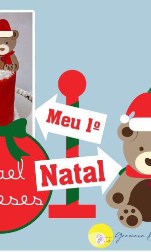 Topo de Bolo Meu Primeiro Natal Ursinho