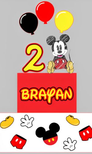 Topo de Bolo Mickey Aquarelado (arquivo Digital)