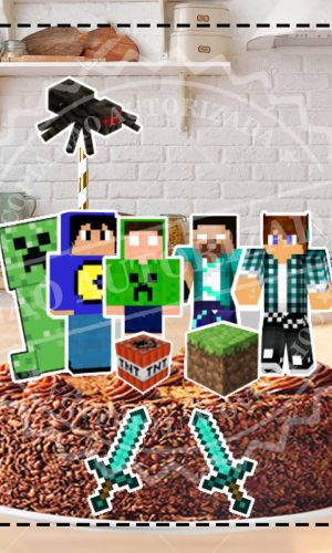 TOPO DE BOLO MINECRAFT 09 - ARQUIVO DIGITAL
