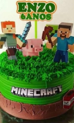 Topo de Bolo Minecraft 4 + 4 Arquivos a Sua Escolha