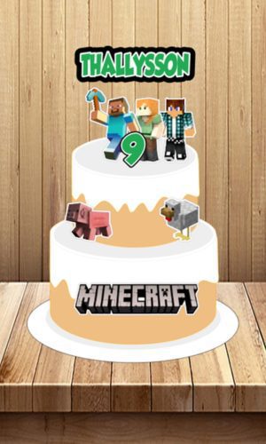 Topo de Bolo Minecraft - Arquivo Digital