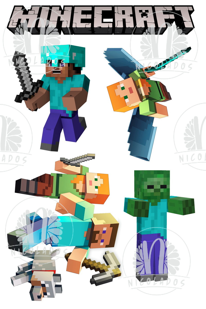 Topo de Bolo Minecraft Arquivo pdf para Impressão - Imagem 2