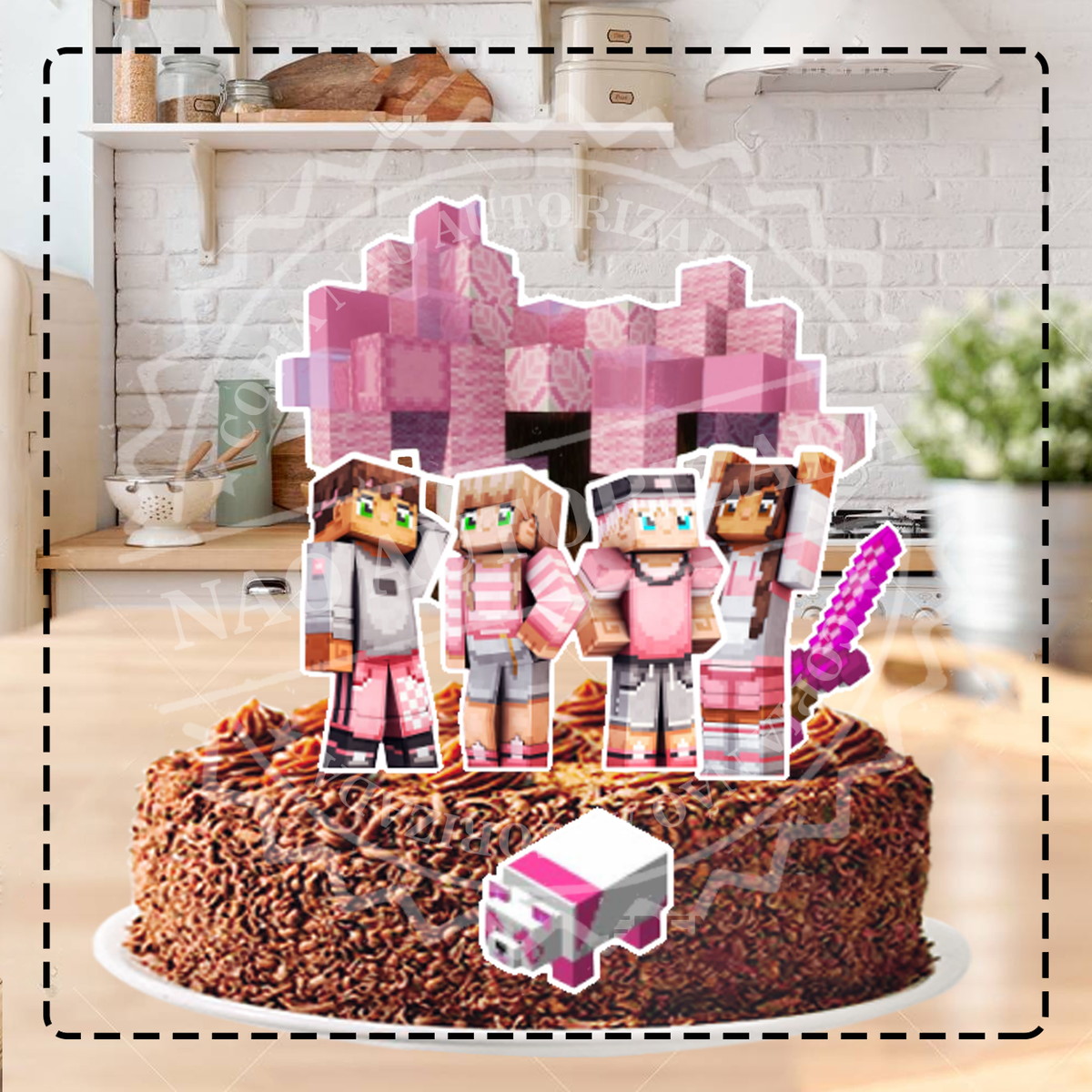 TOPO DE BOLO MINECRAFT MENINA - ARQUIVO DIGITAL