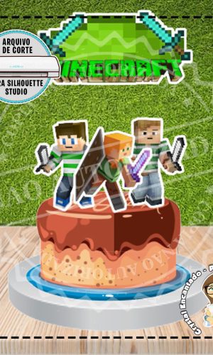 TOPO DE BOLO MINECRAFT - REF 2416 ARQUIVO DIGITAL