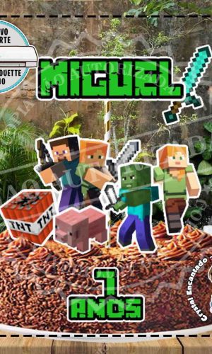 Topo de Bolo Minecraft - Ref 0505 Arquivo Digital
