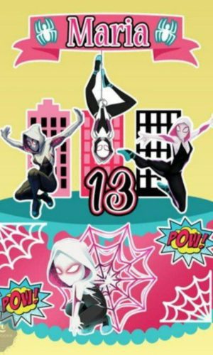 Topo de Bolo Mulher Aranha 2 + 4 Arquivos a Sua Escolha