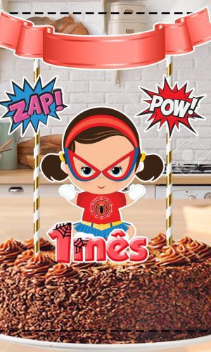 TOPO DE BOLO MULHER ARANHA BABY 01- ARQUIVO DIGITAL