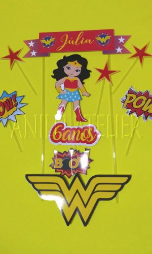 Topo de Bolo Mulher Maravilha Cute - Arquivo de Corte