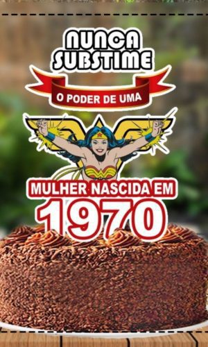 Topo de Bolo Mulher Maravilha Poder - 5652 Arquivo Digital