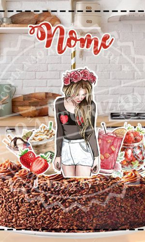 TOPO DE BOLO MULHER MORANGO - ARQUIVO DIGITAL
