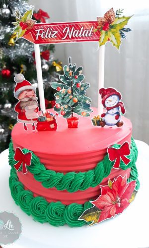 Arquivo de Corte Topo de Bolo Natal Aquarela #1 Pdf/jpg