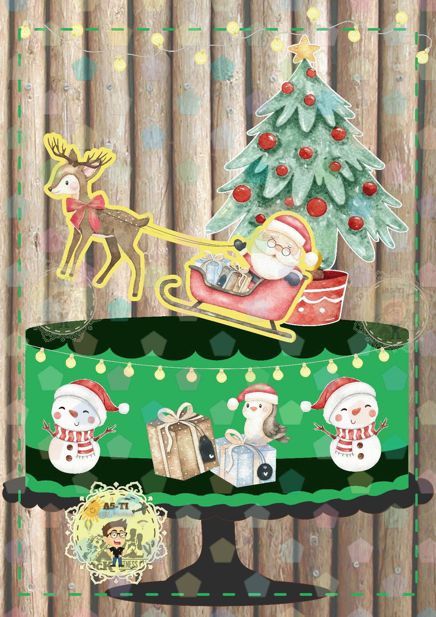 Topo de Bolo Natal Noel Aquarelado Ref: 1060 arquivo