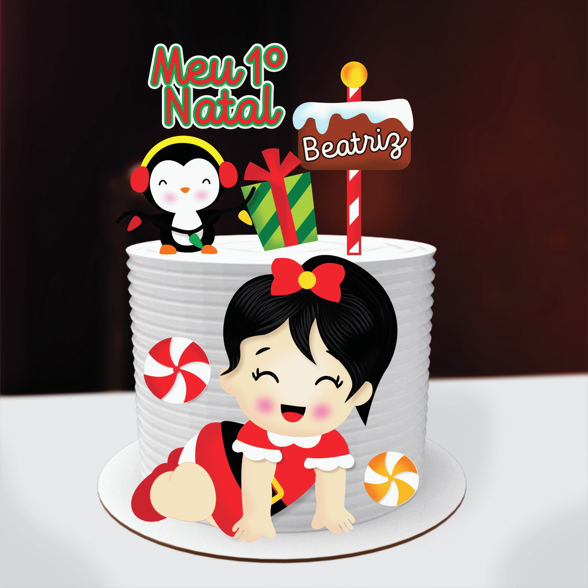 Topo de Bolo Natalino Menina - Arquivo de Corte