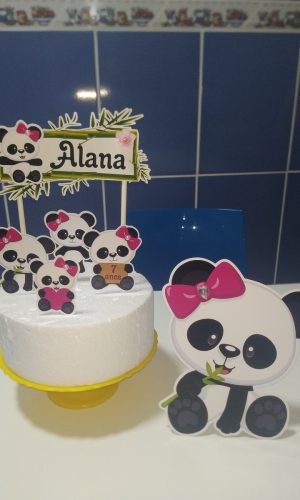 Arquivo de Corte Topo de Bolo Panda Menina + BRINDE