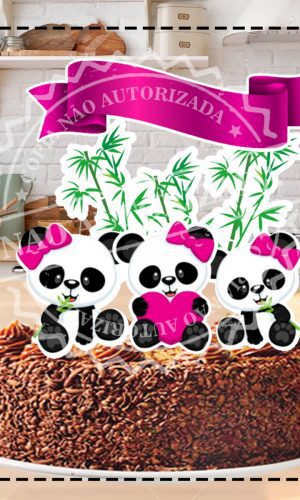 TOPO DE BOLO PANDA MENINA - ARQUIVO DIGITAL