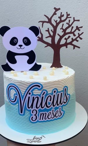 Topo de bolo Panda menino - Arquivo de corte