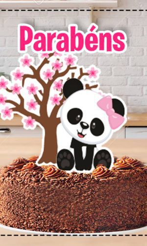 Topo de Bolo Pandinha Rosa 4776 - Arquivo Digital
