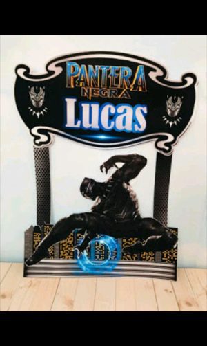 Topo de Bolo Pantera Negra + 4 Arquivos a Sua Escolha