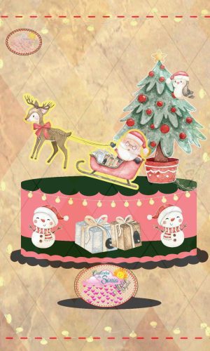 Topo de Bolo Papai Noel Aquarelado Natal - 1060 Arquivo