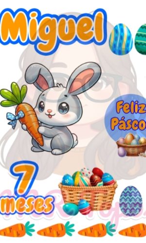 Topo de Bolo Páscoa Menino - Arquivo Digital Pdf/jpg