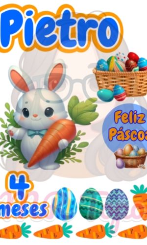 Topo de Bolo Páscoa Menino - Arquivo Digital Pdf/jpg