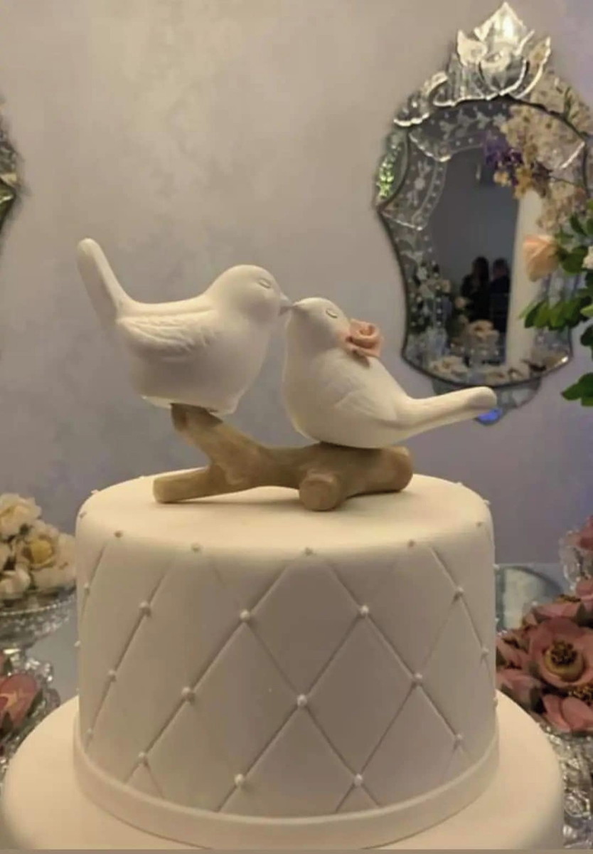 Topo de Bolo Passarinhos, Pombinhos para Casamento - Imagem 3